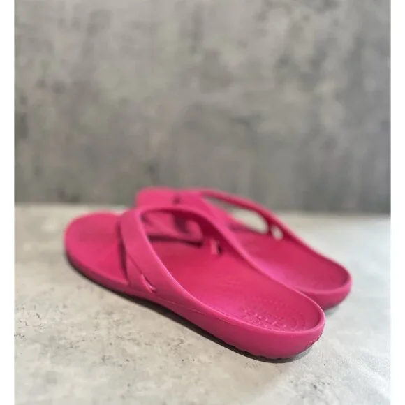 Crocs Kadee II Women Shoes Pink Sz 8 Toe Thong Comfort Slides Sandals - Picture 5 of 9